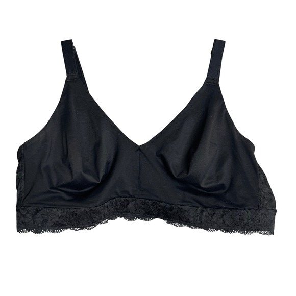 Soma Bra Womens XXL Black Embraceable Unlined Lace Trimmed Wireless Bralette - Picture 1 of 5